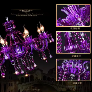 Offre Spéciale tendance design américain lustre Ktv boîte de nuit Double couche lampe grands lustres en cristal violet lumière - Product Image 6