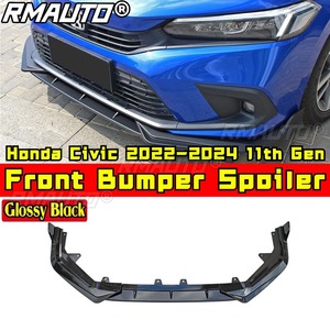 For Honda Civic Car Accessories 3PCS Front Bumper Lip Spoiler Side <b>Splitter</b> Deflector Guards 2022-2024 11th Gen Body Kit Cover - Product Image 2