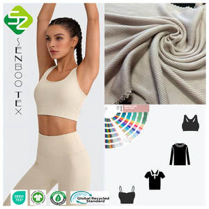 Super morbido eco-friendly 95 Bamboo & 5 Spandex 2x2 costine Jersey tessuto 200 ~ 220gsm per biancheria da letto neonato e si adatta a ragazzi e ragazze - Product Image 1