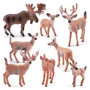 Modèles miniatures d'animaux de la forêt simulés pour l'exportation transfrontalière Xinhen, incluant des jouets de type fauve mâle, cerf sika et cerf à queue blanche. - Product Image 1