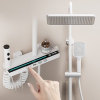 Ensemble de douche mural LED numérique de haute qualité en laiton avec affichage numérique, commande thermostatique 3 fonctions, finition chrome poli