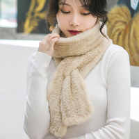 Echter Nerzpelz-Stricks chal für Frauen Winter Warme Pelz schals Bunter Schulter wärmer Langer gemischter handgemachter Hals Warmer Schal