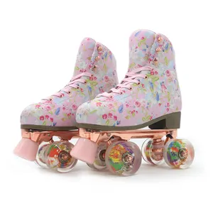 Skates de rolo profissionais personalizados, skates personalizados com 4 rodas para mulher adulta, tamanho fixo, logotipo personalizado
