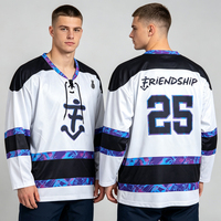 Maillots de hockey pour hommes à manches longues, réversibles, brodés et sublimés de haute qualité, avec transfert thermique