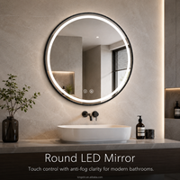 Kingstin Miroir Bain Rond LED Cadre Métal Anti-Buée Intelligent 3 Couleurs Taille Personnalisée Garantie 2 Ans