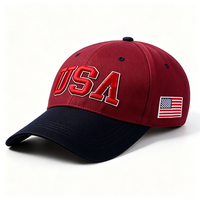 Casquette de baseball structurée USA brodée avec lettres sportives et patch drapeau américain, ajustable, pour hommes et femmes, idéale pour l'extérieur