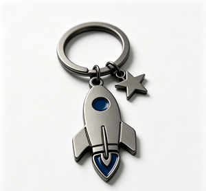 Custom Metal Rocket Keychain Zinc Alloy Pendant Key <b>Ring</b> Space Star Promotional Gift - Product Image 2