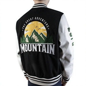 Custom Men Varsity Baseball <b>Jacket</b> PU Leather Sleeve Bomber Casual Streetwear Letterman <b>Jacket</b> OEM ODM Designs - Product Image 4