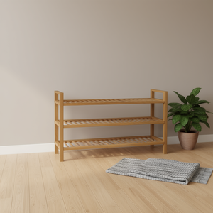 Scarpiera in Legno Massello di Quercia 100x27x60 cm con 3 Ripiani, Autoportante, per Ingresso, Design Moderno Minimalista - Product Image 2