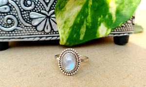 Bague classique en argent sterling 925 avec pierre de lune arc-en-ciel, faite à la main, bijoux ethniques, bagues de mariage et de fête pour femmes et hommes, cadeau - Product Image 3