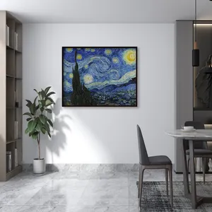 Vincent Willem Van Gogh's Famous 'Star Moonlight' Classical Oil Painting Reproduction Custom Model Number Canvas Support Base