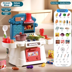 Ensemble de <span class=keywords><strong>cuisine</strong></span> de jeu d'imitation pour enfants, ensemble de <span class=keywords><strong>cuisine</strong></span> de luxe avec pulvérisation de vapeur, lumières et sons, boutons rotatifs, mini station de cuisson de table - Product Image 5
