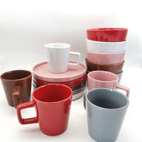 Service de table en céramique Colorglazed, 16 pièces, vente en gros, ensemble d'assiettes pour restaurant, vaisselle de luxe en céramique rouge vernie