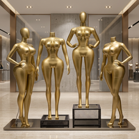 Mannequin Femme Grande Taille Doré (Sans Tête) Silhouette Courbe pour Vitrines de Magasins de Vêtements Grande Taille pour Femmes