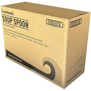Cuillère à soupe jetable en polypropylène noir de poids moyen, emballée individuellement, 1000/carton - Product Image 6