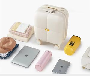 MGOB 14 Inch <strong>Mini</strong> Suitcase Lightweight Underseat Luggage with Spinner Caster Waterproof PC Cute Cabin Case Strap Carry Luggage - Product Image 5