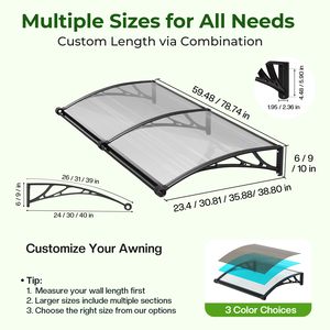 Auvent extérieur toutes saisons en polycarbonate pour jardin, personnalisable en usine, protection solaire et pluie - Product Image 6