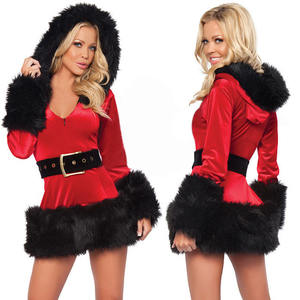 Robe de Noël pour femmes <span class=keywords><strong>Sexy</strong></span> Santa Claus Hoodie Cosplay Costumes Femmes Soirée Vêtements Hiver Robes Chaudes Vestidos De Festa - Product Image 3