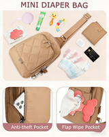 Mini sac à langer avec matelas à langer, petit sac à langer bandoulière avec pochette pour lingettes, sac à langer pour bébé avec distributeur de lingettes