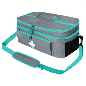 Bolsa de primeros auxilios vacía, organizador de kits de emergencia, bolsa de medicina portátil con cierre de cremallera de doble capa para el hogar, viajes, Camping - Product Image 1