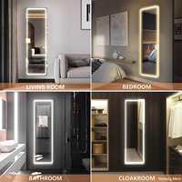 Miroir de maquillage sur pied LED intelligent personnalisé, grand format, décoratif, avec écran LED et interrupteur IR, design moderne mural