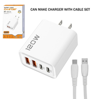 Bloc de charge rapide 120W à 4 ports avec prise UK, chargeur mural USB Type C QC3.0 120W, adaptateur de voyage USB-C pour ordinateur portable et iPhone 18 17 16