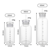 Pailles transparentes réutilisables, durables, modernes et créatives, bouteilles d'eau en verre de 250 ml/400 ml/650 ml pour les boissons de bureau
