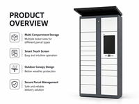 Casier à colis intelligent extérieur avec serrure électronique, étanche, résistant aux intempéries, antirouille, durable, dimensions personnalisables, montage au sol