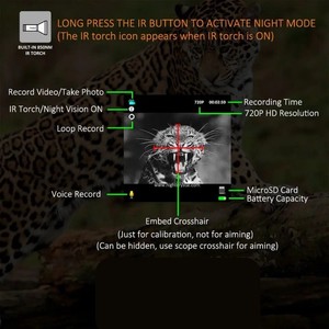 กล้องส่องทางไกลสำหรับล่าสัตว์กลางแจ้งความละเอียด 1080P อัลตร้าเคลียร์ พร้อมระบบมองกลางคืนอินฟราเรด ใช้งานได้ยาวนาน มองเห็นสัตว์ป่าในที่แสงน้อย - Product Image 5