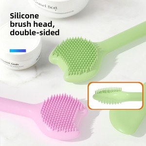 Pinceau applicateur de masque facial en silicone double tête personnalisé, 3-en-1, spécial salon de beauté, pour massage facial et nettoyage, applicateur de masque boueux - Product Image 3