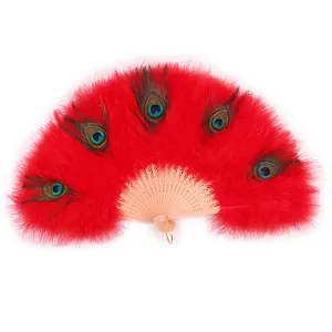 Handgemaakte Craft Grote Marabou Hot Roze Turkije Feather Wedding Burlesque Hand Fan