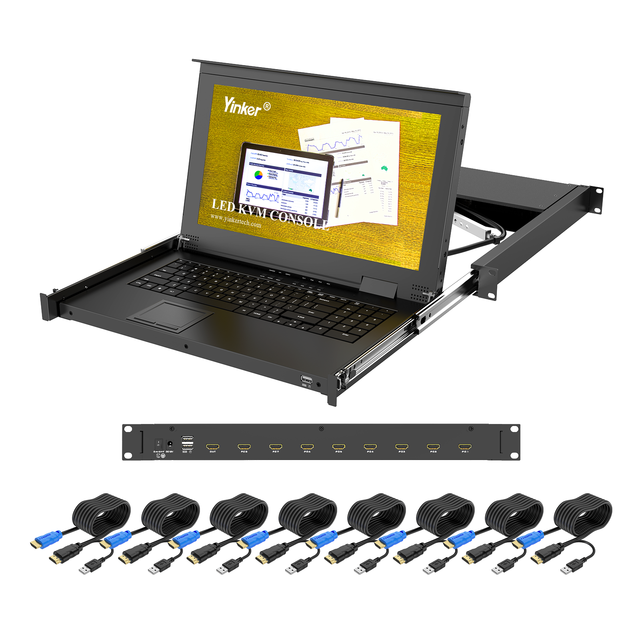 Yinker Rackmount 8-Port HDMI KVM Console with 15.6" LCD Monitor