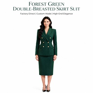 Costume <span class=keywords><strong>jupe</strong></span> vert forêt croisé pour <span class=keywords><strong>femme</strong></span>, revers pointus, boutons dorés, <span class=keywords><strong>jupe</strong></span> <span class=keywords><strong>crayon</strong></span>, idéal bureau et affaires, fabrication OEM ODM directe usine - Product Image 1