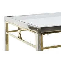 Table basse en acier et verre argenté 110x60x40