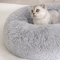 Großhandelshersteller Beruhigendes rundes weiches waschbares luxus-plüsch-Haustierkissen rundes Katzen-/Hundebett Haustiermöbel