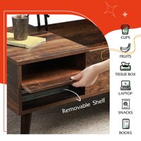 Table basse relevable pour le salon, petite Table basse avec rangement, compartiment caché et étagère réglable