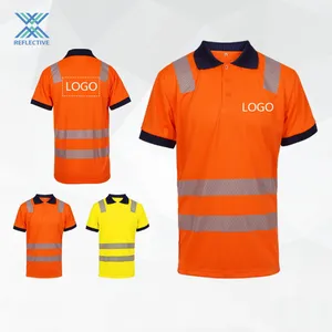 Breathable Bird-eye Knit Fabric Material Security Reflective Polo High Visibility Hi Vis Work Safety T Shirt