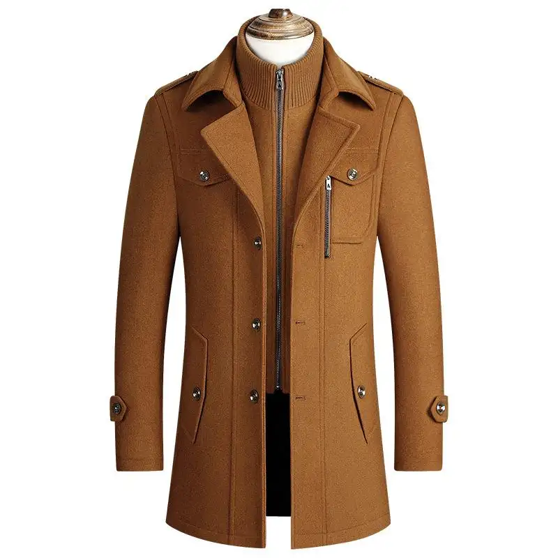 Mantel bulu ukuran besar untuk pria, mantel wol tebal kualitas terbaik, mantel musim dingin untuk pria, pakaian jalanan