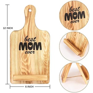 WanuoCraft Planche à découper rectangulaire en <span class=keywords><strong>bois</strong></span> personnalisable, support de recettes, épaisseur 2,2 cm, <span class=keywords><strong>bois</strong></span> carbonisé vieilli, support de livre de cuisine - Product Image 2