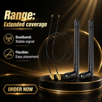 Antenne WiFi double bande 3dBi 2.4/5.8G avec câble pigtail RP-SMA Mâle + RP-SMA Femelle vers UFL MHF1 MHF3 MHF4 pour routeur et carte réseau