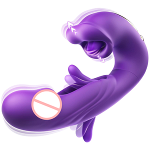 女性用Gスポットバイブレーター、7種類の羽ばたき＆5種類の舐める/吸うモード搭載、クリトリス刺激ディルド＆舌舐めバイブレーター玩具 - Product Image 1