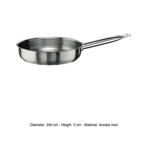 Stainless Steel Frying <b>Pan</b> with Long <b>Handle</b> Ø 24 cm H 5 cm Tender Pintinox - Product Image 3