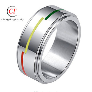 Unisex Stainless Steel 8mm <strong>Silver</strong> Tone Rainbow Flag <strong>Spinner</strong> <strong>Ring</strong> Gays and Lesbians LGBT Pride <strong>Ring</strong> - Product Image 5