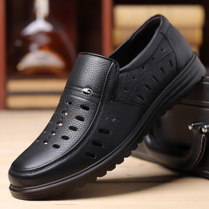 Mocasines de Cuero Perforado para Hombre, Negros, Sin Cordones, Estilo Casual, Origen Wenzhou, Color Sólido, Costuras con Borlas, Estilo Informal - Product Image 4