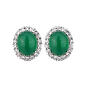 2026 new High Quality jewelry simulation green chalcedony plain light luxury set pendant 18*20 ring 13*18 - Product Image 5