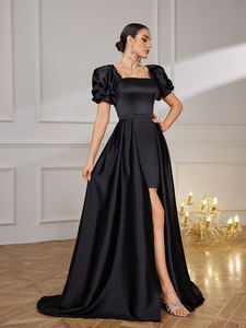 Modische elegante Bubble Sleeve Atember aubende ein gefüttertes Abendkleid Formale Slim-Fit Satin mit geraffter Taille Luxus Ballkleid 2025 - Product Image 2