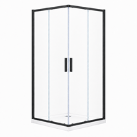 Porte de douche coulissante en verre noir pour entrée d'angle, cabine de douche 1950 mm (H) et 680-1200 mm (L), verre trempé, pour hôtel, salle de bain, appartement