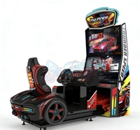 Machine de jeu d'arcade à monnayeur, simulateur de conduite de course automobile rouge à 2 écrans, jeu vidéo Colorful Park