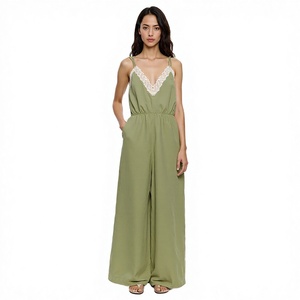 OLAESA 2026 Custom Women Overall Jumpsuit Floral ODM Eco-Friendly Spring/<b>Summer</b> Rayon Viscose Casual Green Square Collar - Product Image 3