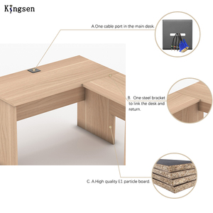 Escritorio de oficina en casa moderno y duradero en forma de L <span class=keywords><strong>con</strong></span> función extensible, mesa de estudio que ahorra espacio para el trabajo y el panel de estudio, estilo de madera - Product Image 5